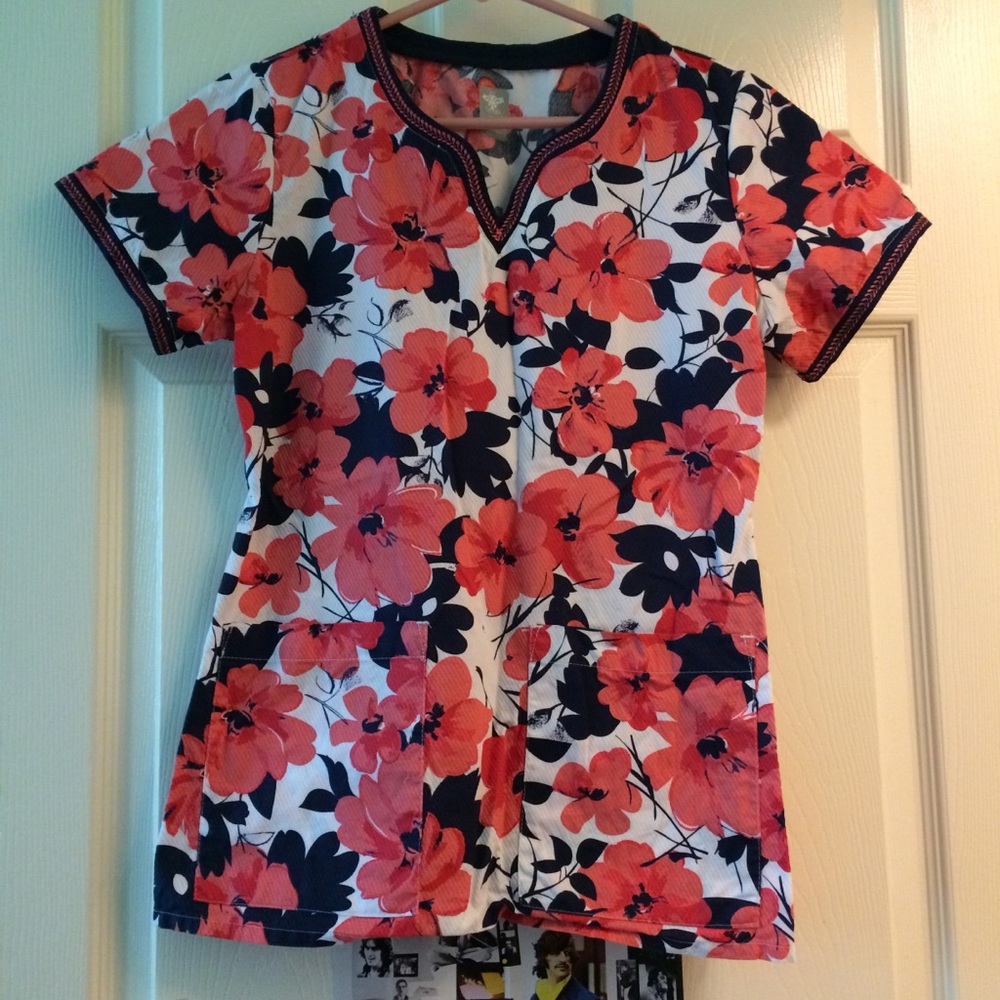 Floral Med Couture Scrub Top